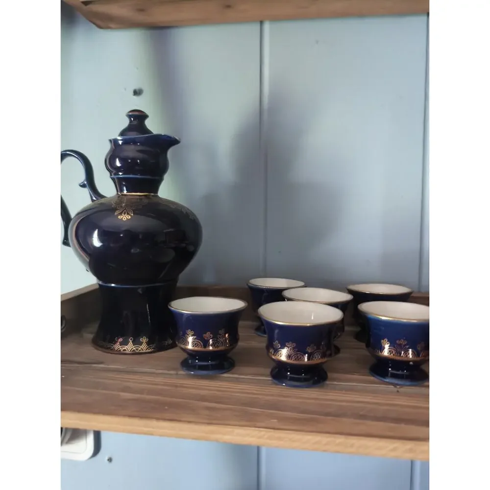 Bronnitsy Porcelain Factory USSR Vintage Tea Set 22k Gold Highlights. Rare